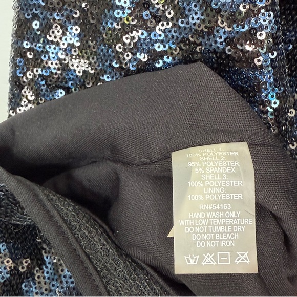 Calvin Klein Black Sequin Cocktail Dress Sleeveless Chiffon Overlay Size 10 - Picture 7 of 10